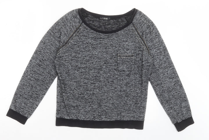 Quiz Womens Grey Crew Neck Viscose Pullover Jumper Size S