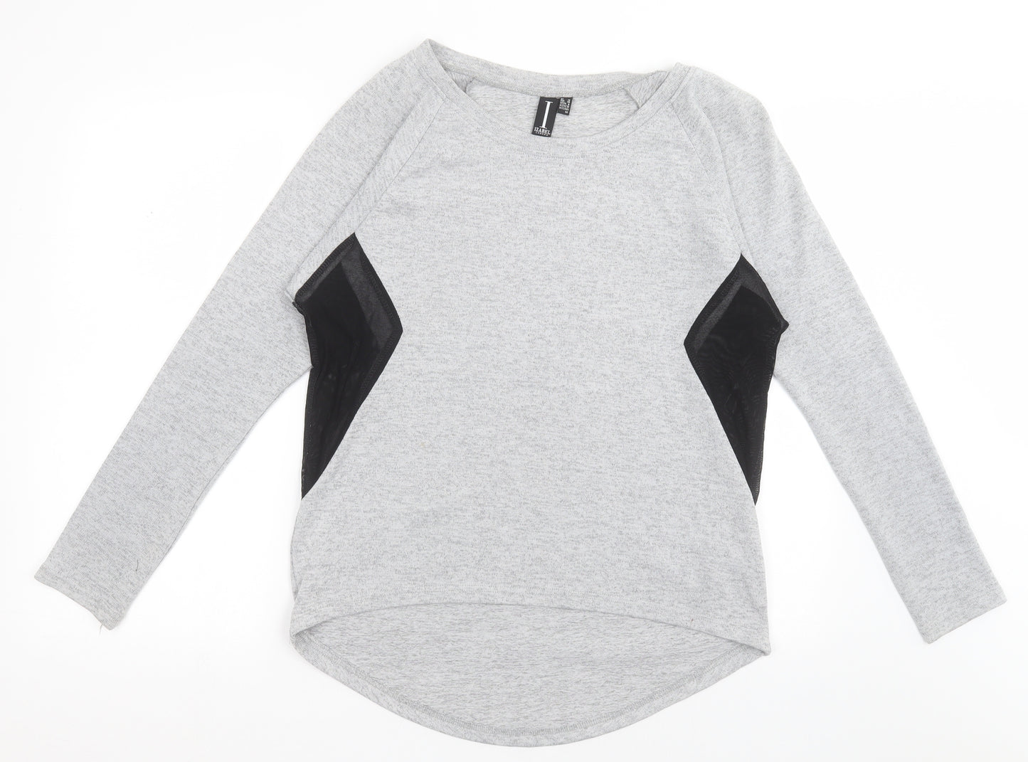 IZABEL LONDON Womens Grey Crew Neck  Polyester Pullover Jumper Size 10   - mesh sides