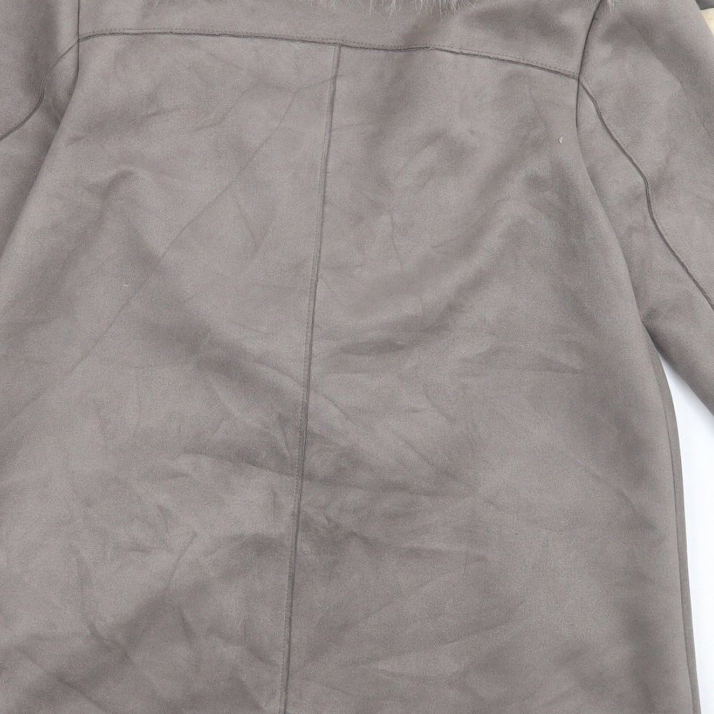 River Island Womens Grey   Overcoat Coat Size 10  Button