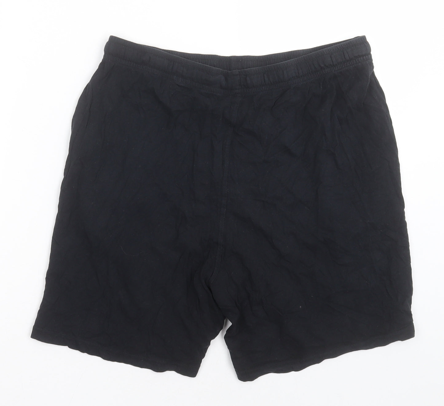 Marks and Spencer Mens Black  Cotton  Sleep Shorts Size M  Tie
