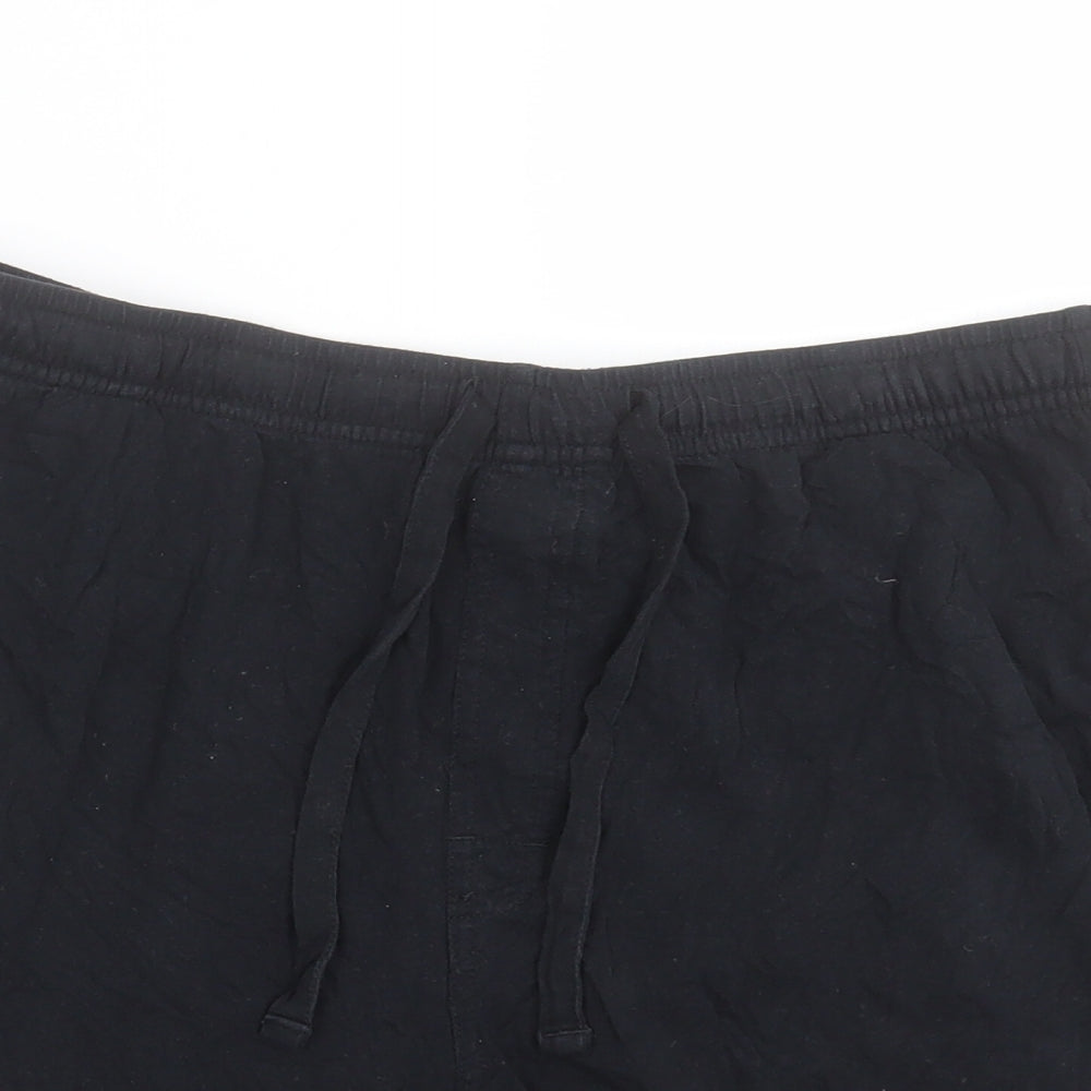 Marks and Spencer Mens Black  Cotton  Sleep Shorts Size M  Tie