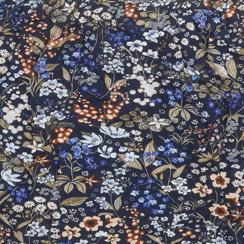 Stradivarius Womens Blue Floral Viscose Basic Blouse Size S Off the Shoulder