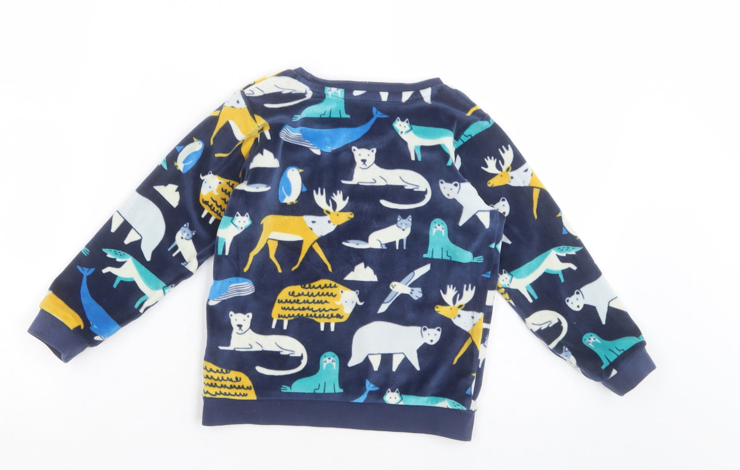 Marks and Spencer Boys Blue Geometric Polyester  Pyjama Top Size 4-5 Years  Pullover - wild animals
