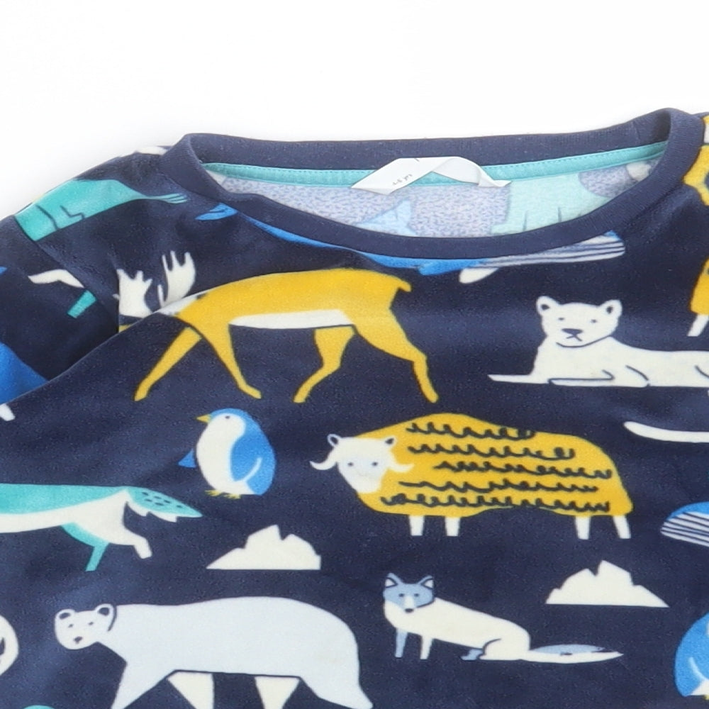 Marks and Spencer Boys Blue Geometric Polyester  Pyjama Top Size 4-5 Years  Pullover - wild animals