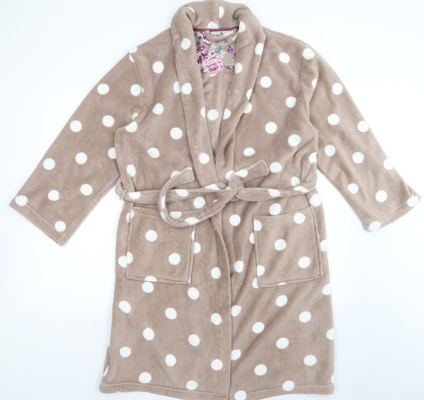 TU Womens Brown Polka Dot Polyester Cami Gown Size M  Tie