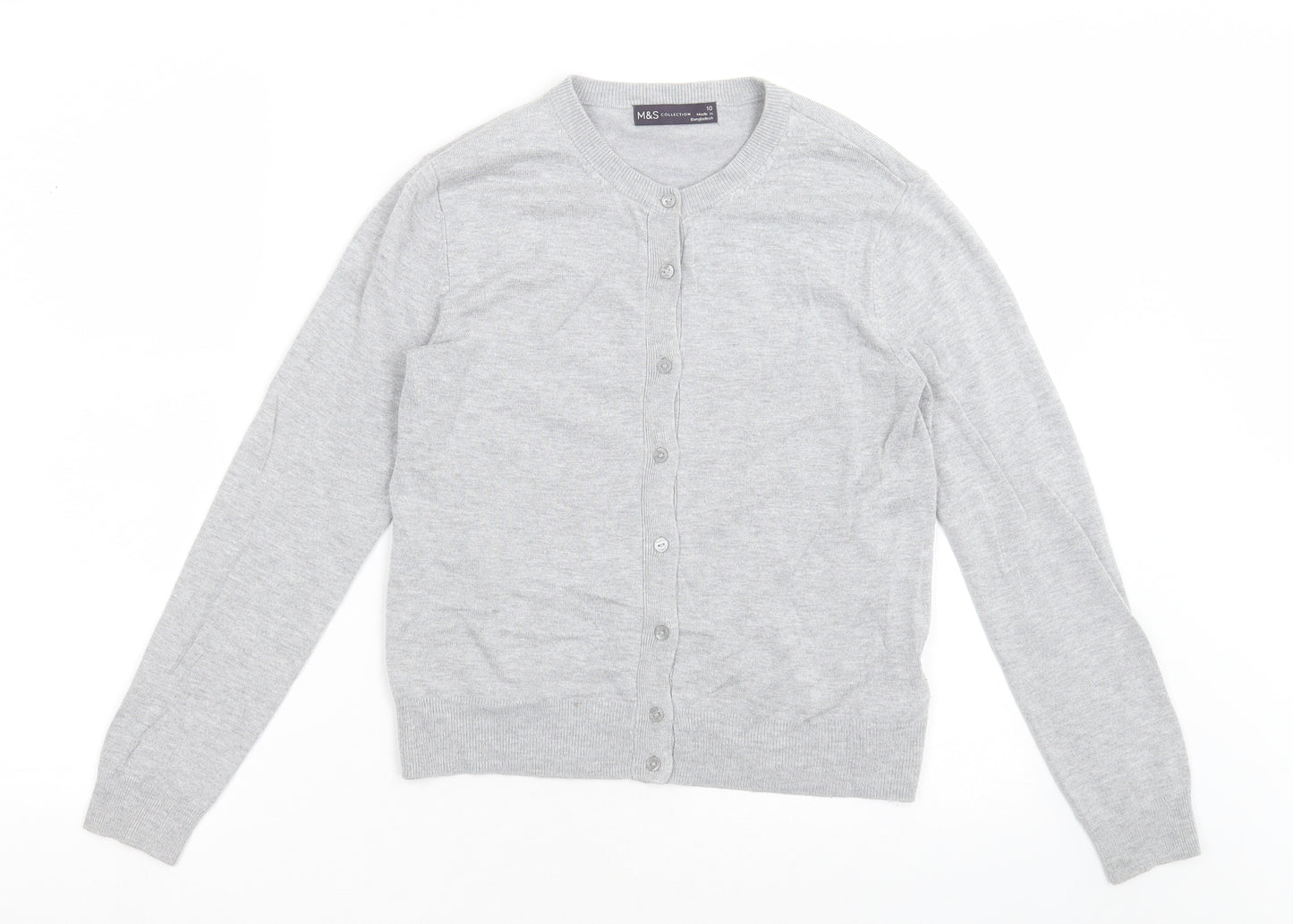 Marks and Spencer Womens Grey Crew Neck  Viscose Cardigan Jumper Size 10