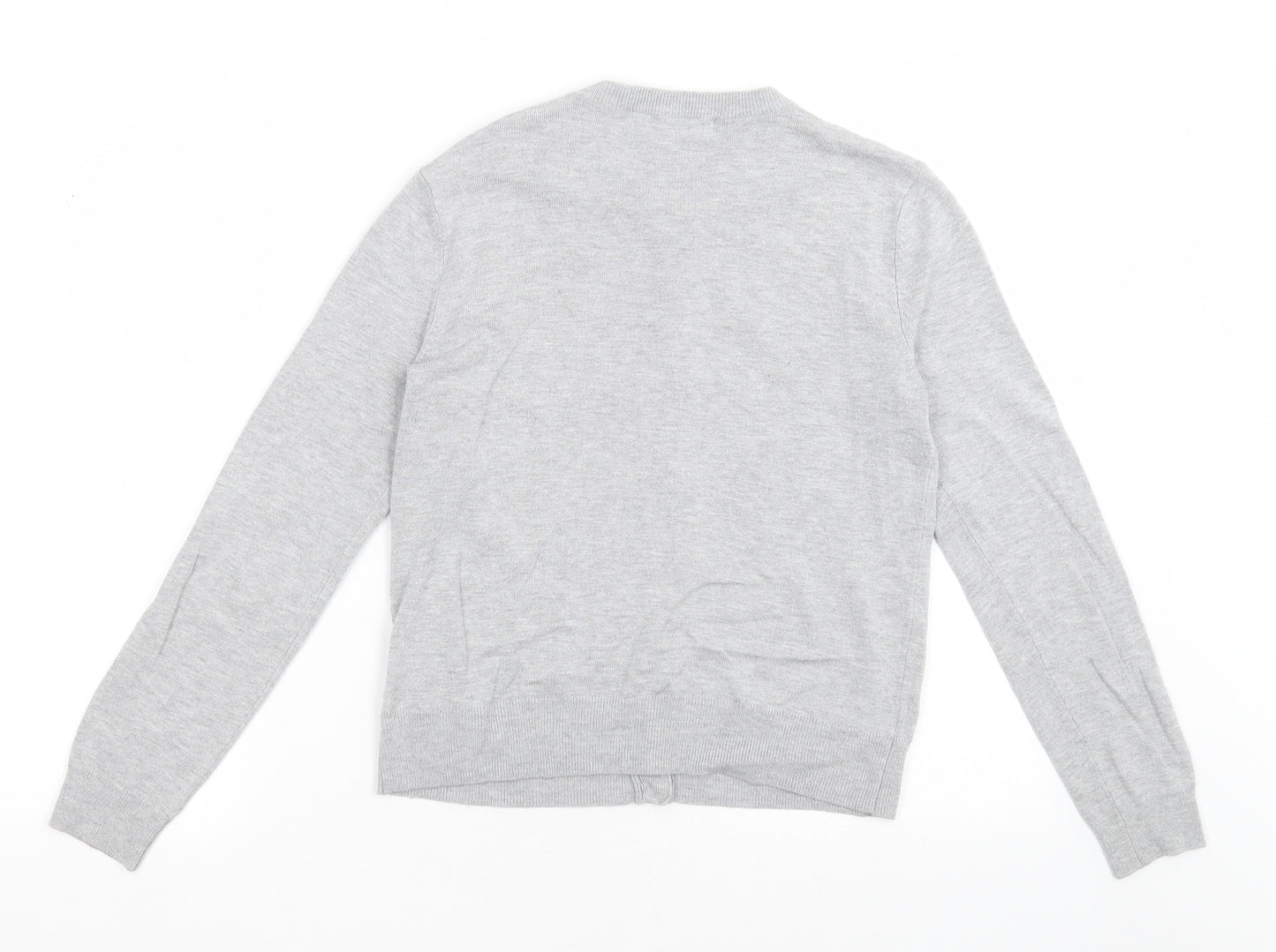 Marks and Spencer Womens Grey Crew Neck  Viscose Cardigan Jumper Size 10