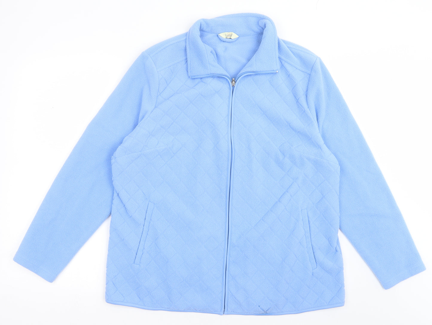 Classic Womens Blue Argyle/Diamond Polyester Full Zip Sweatshirt Size 16  Zip