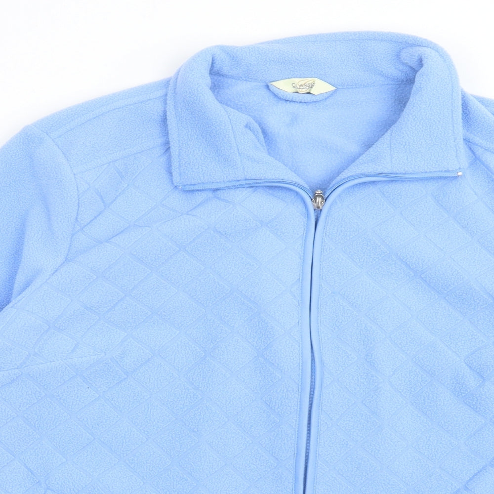 Classic Womens Blue Argyle/Diamond Polyester Full Zip Sweatshirt Size 16  Zip