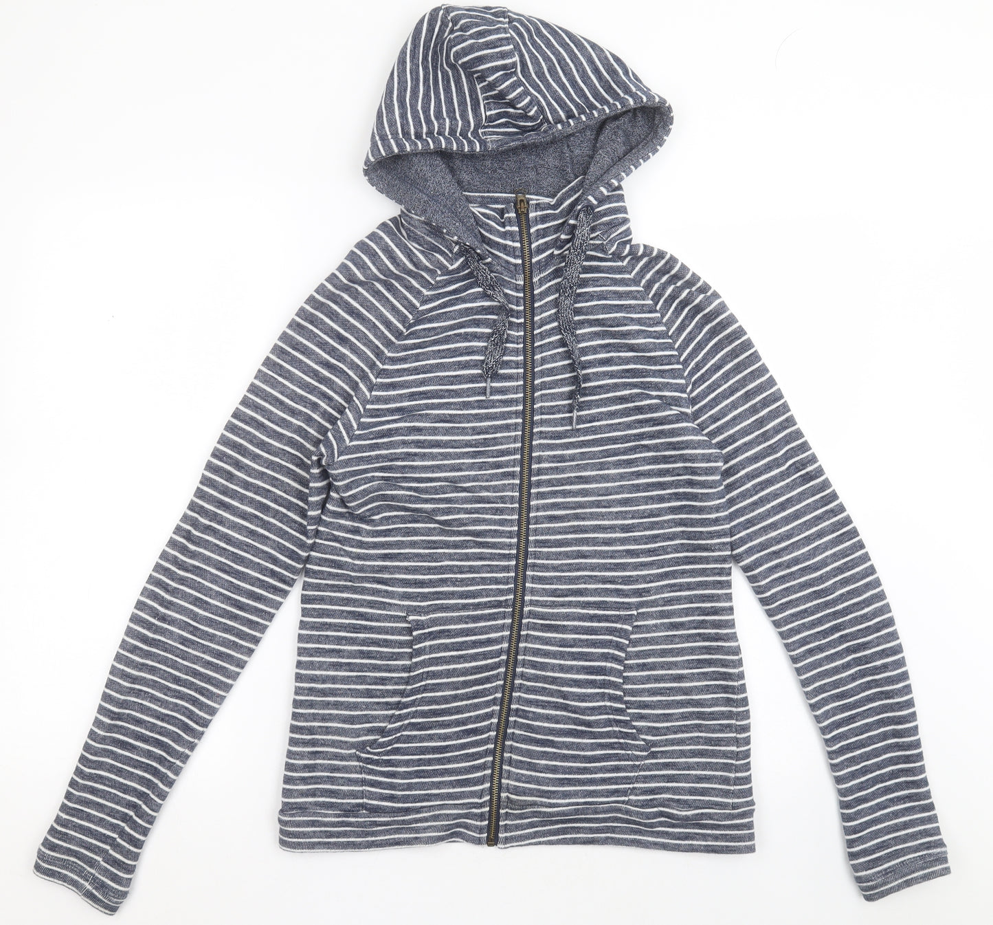 Mountain Warehouse Womens Blue Striped Cotton Full Zip Hoodie Size 12  Zip