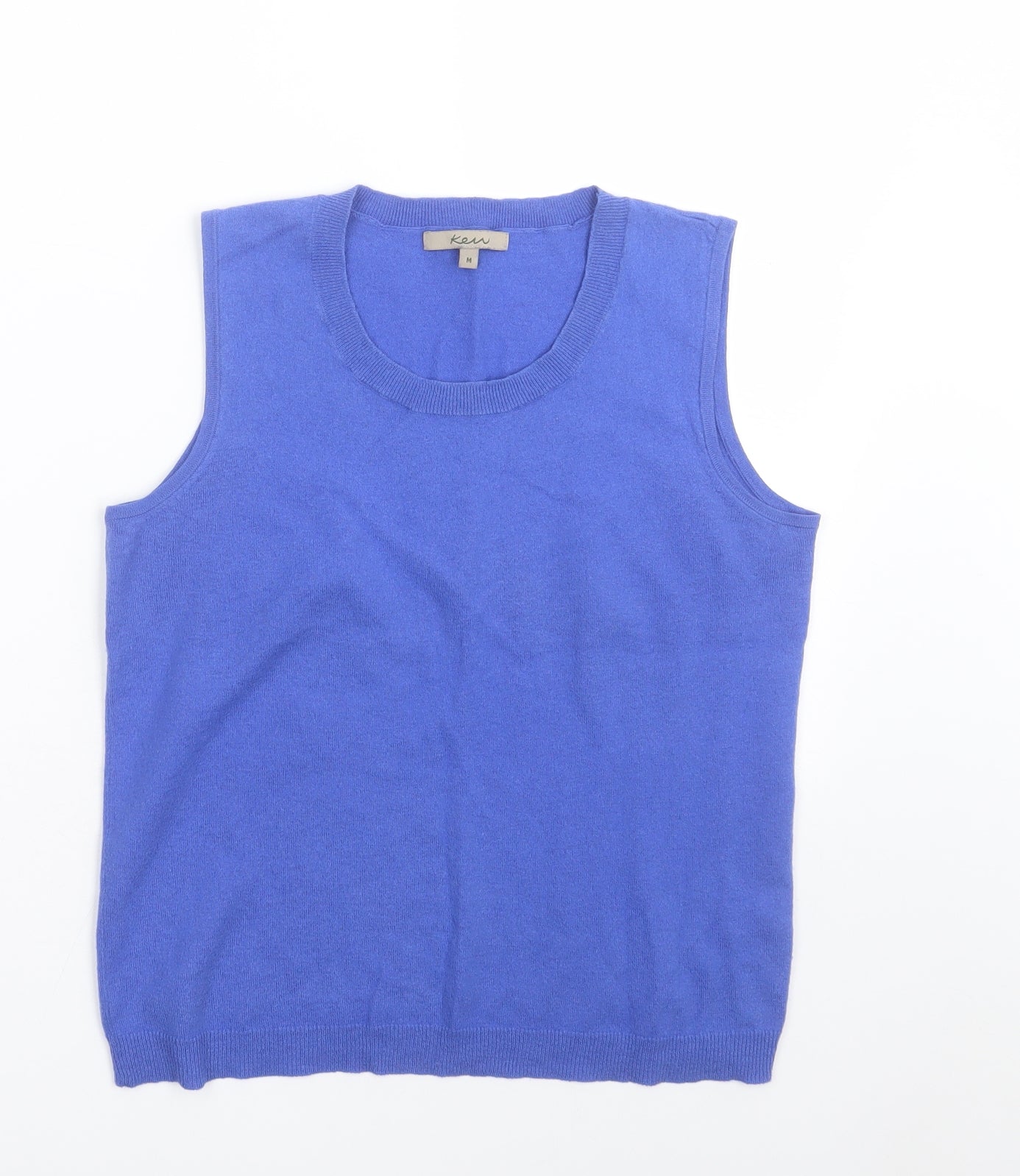 ken Womens Blue Crew Neck  Wool Vest Jumper Size M