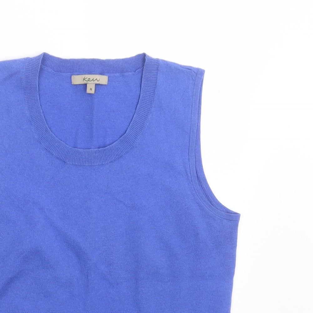 ken Womens Blue Crew Neck  Wool Vest Jumper Size M