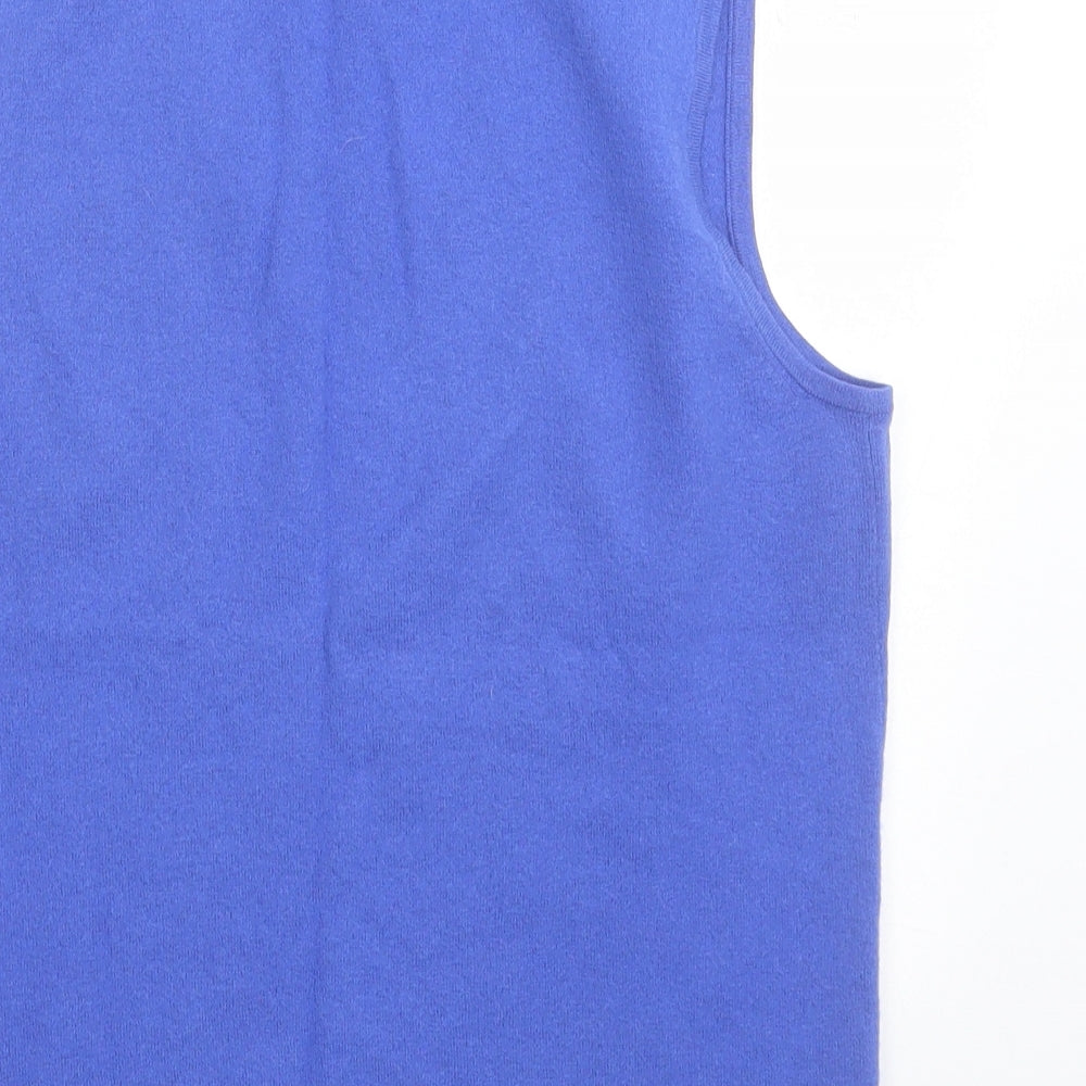 ken Womens Blue Crew Neck  Wool Vest Jumper Size M
