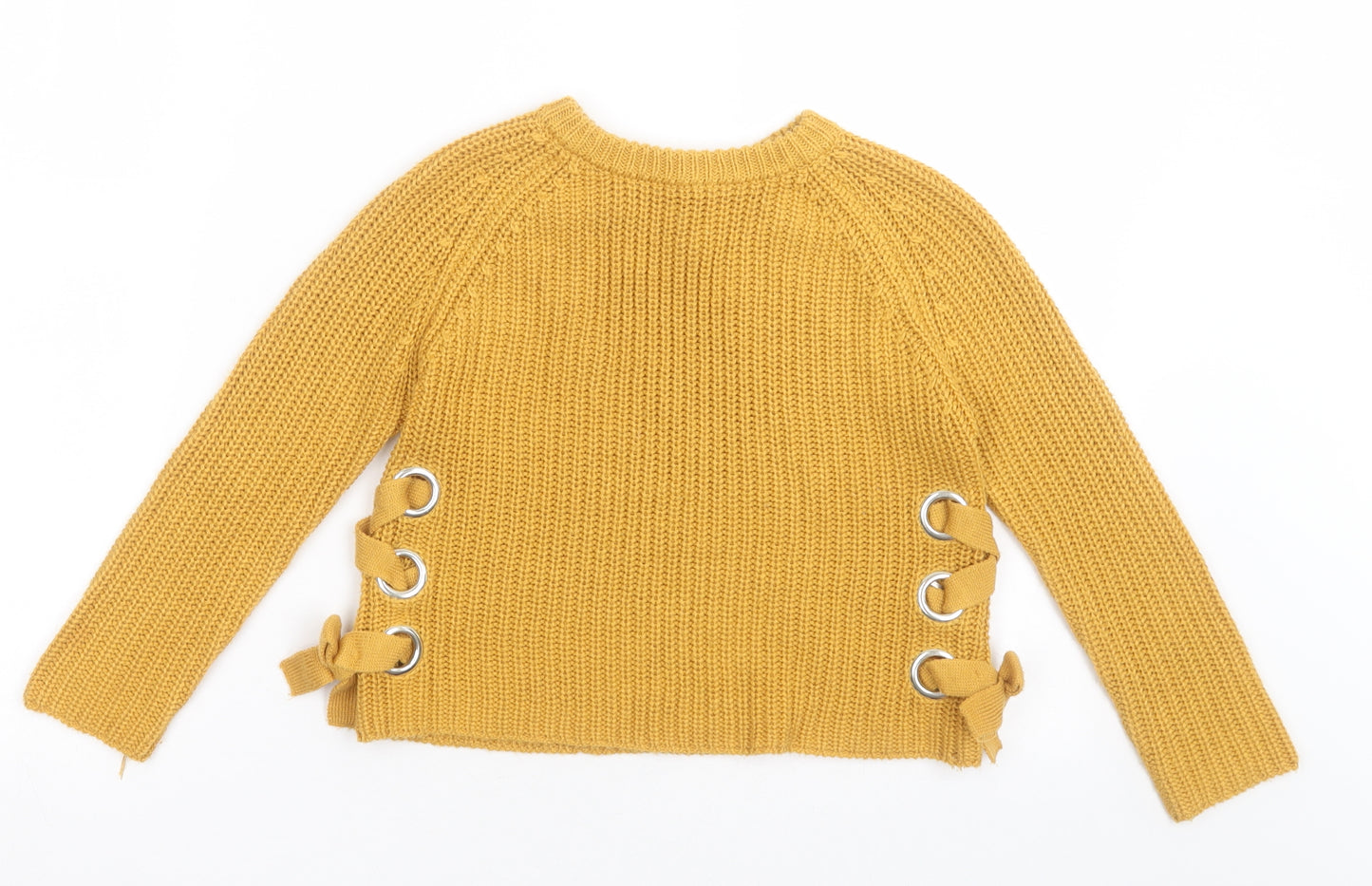 Primark Girls Yellow Crew Neck  Acrylic Pullover Jumper Size 8-9 Years  Pullover