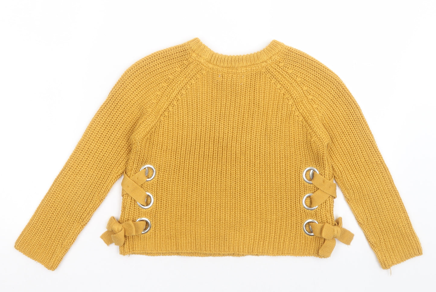 Primark Girls Yellow Crew Neck  Acrylic Pullover Jumper Size 8-9 Years  Pullover