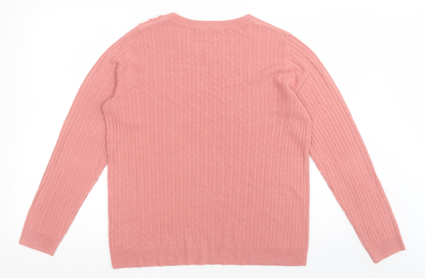 TU Womens Pink Crew Neck Geometric Acrylic Pullover Jumper Size 16