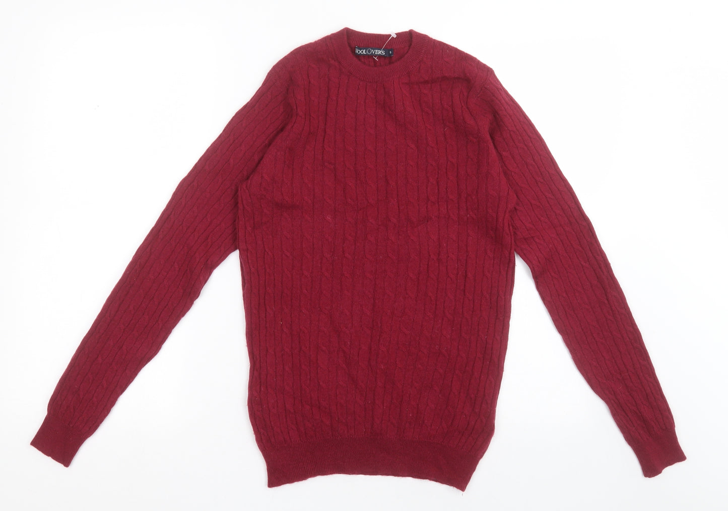 Woolovers Womens Purple Crew Neck Geometric Wool Pullover Jumper Size S