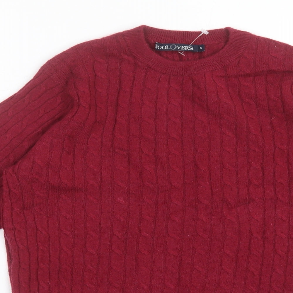 Woolovers Womens Purple Crew Neck Geometric Wool Pullover Jumper Size S