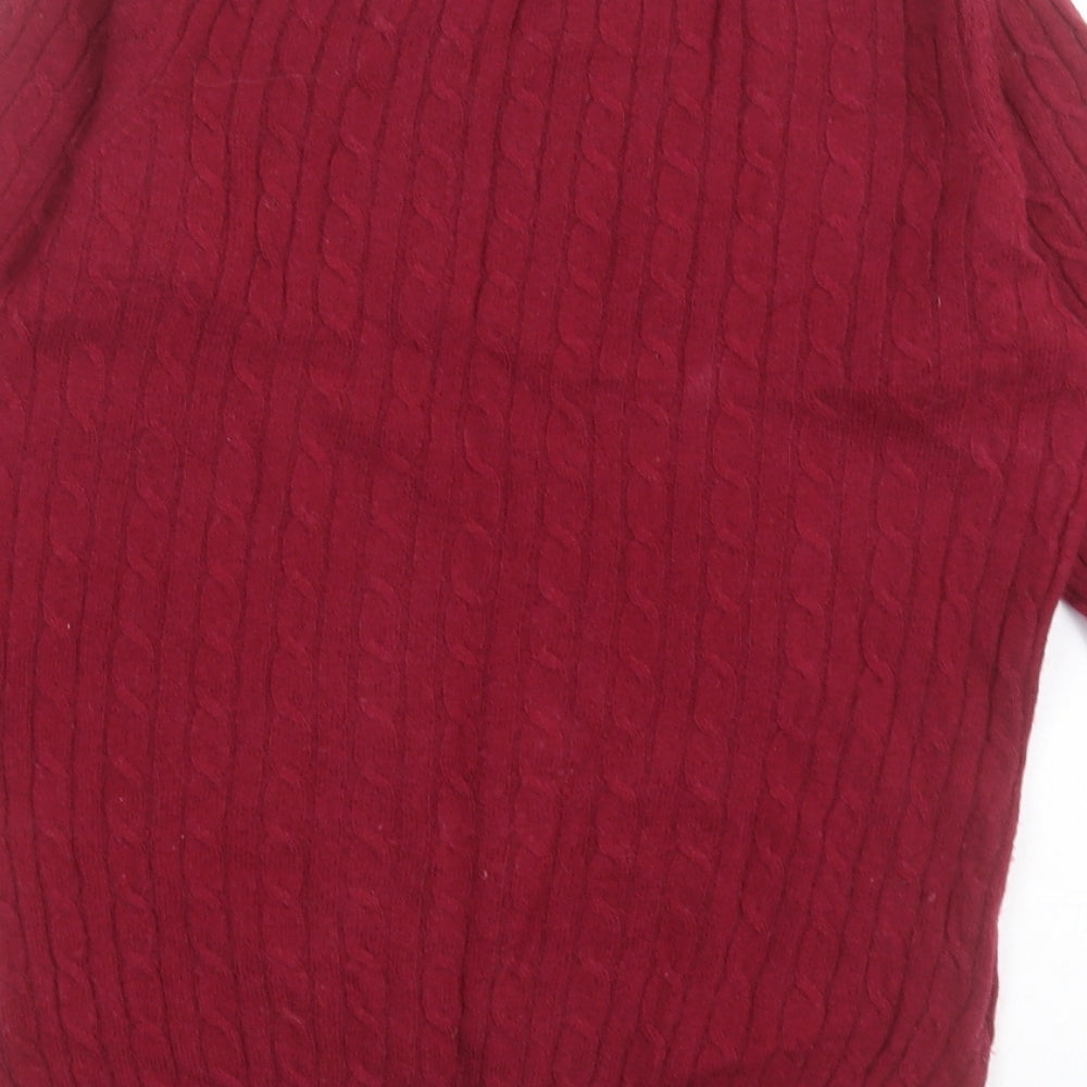 Woolovers Womens Purple Crew Neck Geometric Wool Pullover Jumper Size S