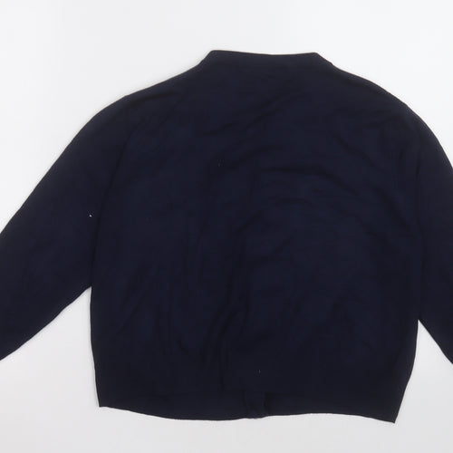 Marks and Spencer Womens Blue Crew Neck  Viscose Cardigan Jumper Size 16