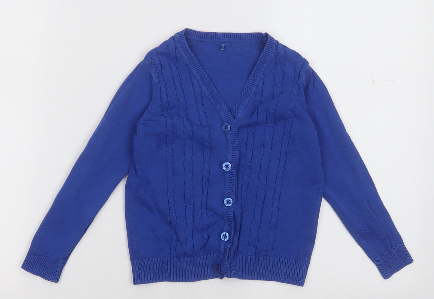 George Girls Blue V-Neck  Cotton Cardigan Jumper Size 4-5 Years  Button - School Wear