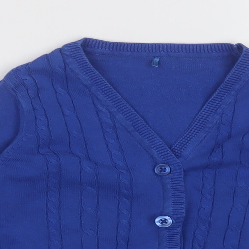 George Girls Blue V-Neck  Cotton Cardigan Jumper Size 4-5 Years  Button - School Wear