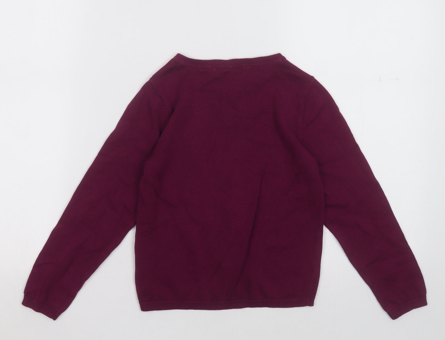 George Girls Purple Crew Neck  Cotton Cardigan Jumper Size 6-7 Years  Button
