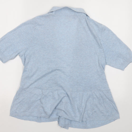 Peacocks Womens Blue V-Neck  Cotton Cardigan Jumper Size 18