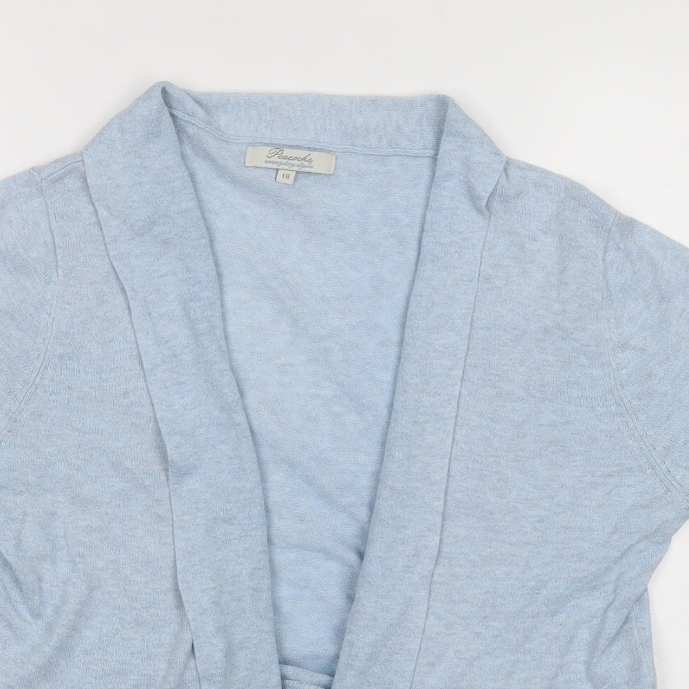 Peacocks Womens Blue V-Neck  Cotton Cardigan Jumper Size 18