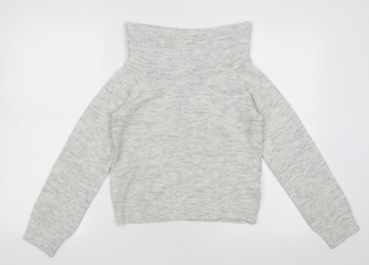 H&M Girls Grey High Neck  Acrylic Pullover Jumper Size 9-10 Years  Pullover
