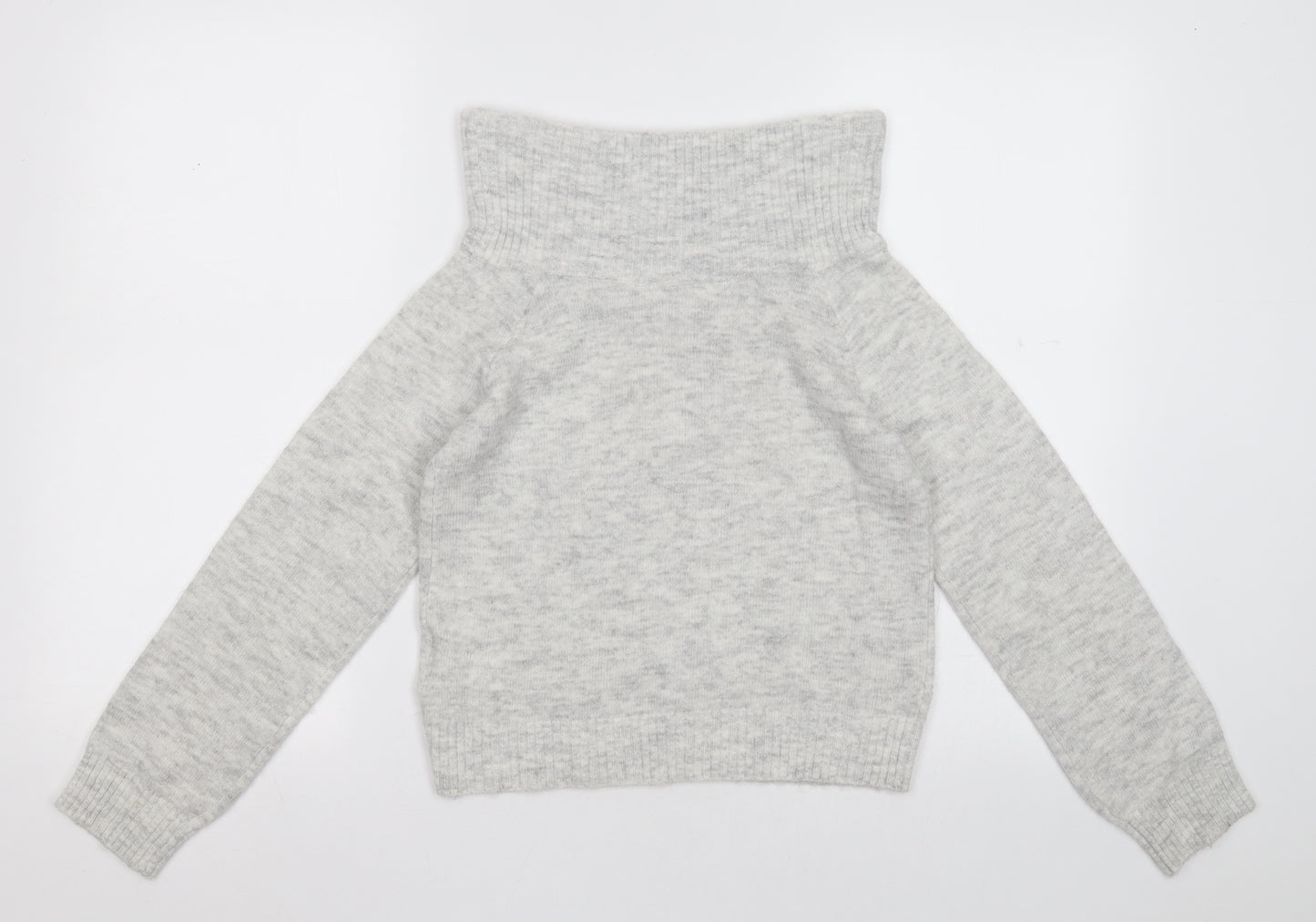 H&M Girls Grey High Neck  Acrylic Pullover Jumper Size 9-10 Years  Pullover