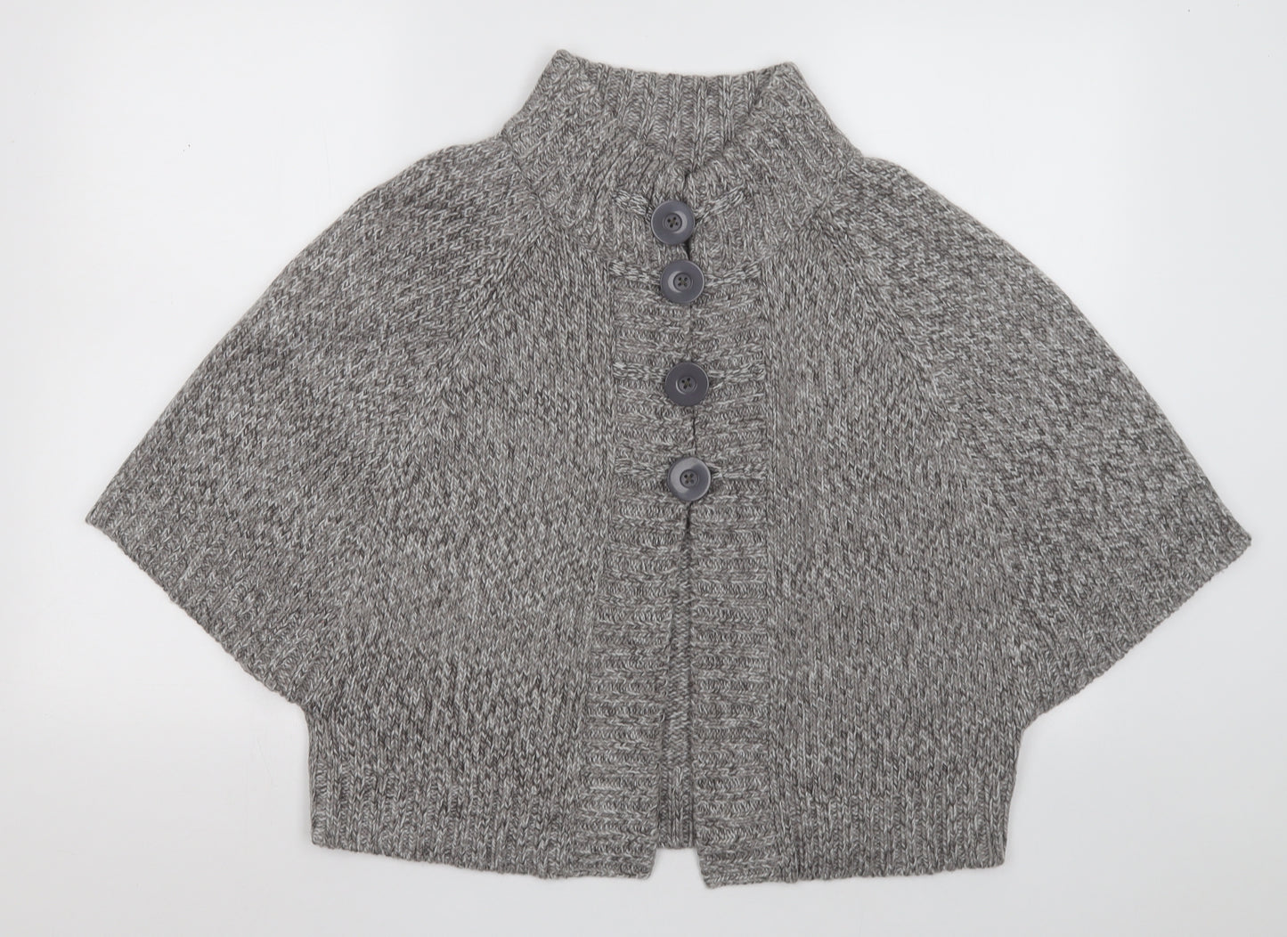 George Womens Grey High Neck  Acrylic Cape Jumper Size 16