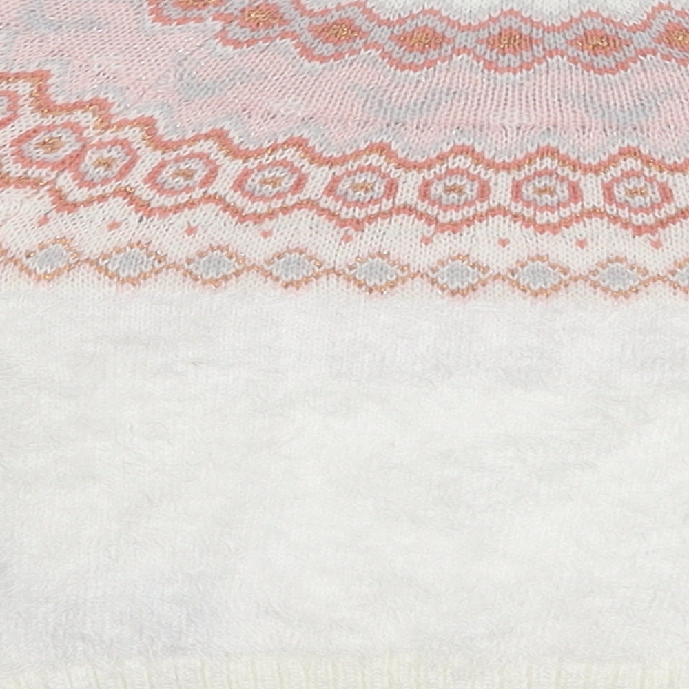 Nutmeg Girls White Fair Isle Acrylic Pullover Jumper Size 12-18 Months  Pullover
