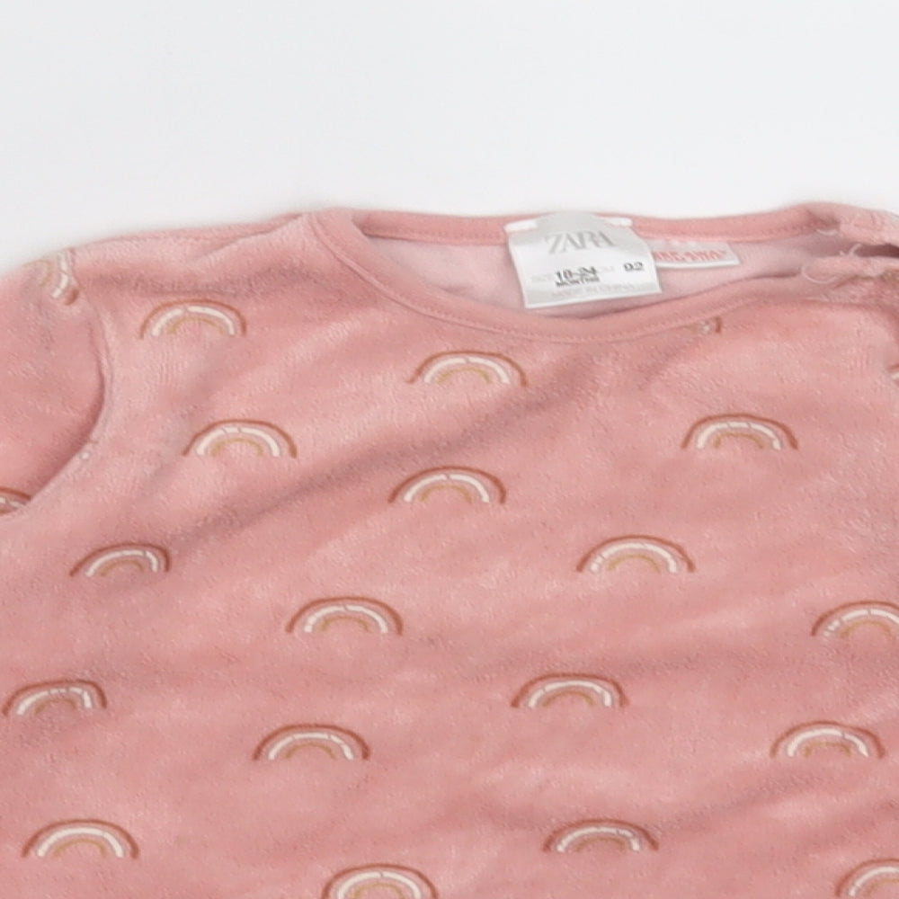 Zara Girls Pink Geometric Cotton Pullover Jumper Size 18-24 Months  Buckle - rainbow pattern