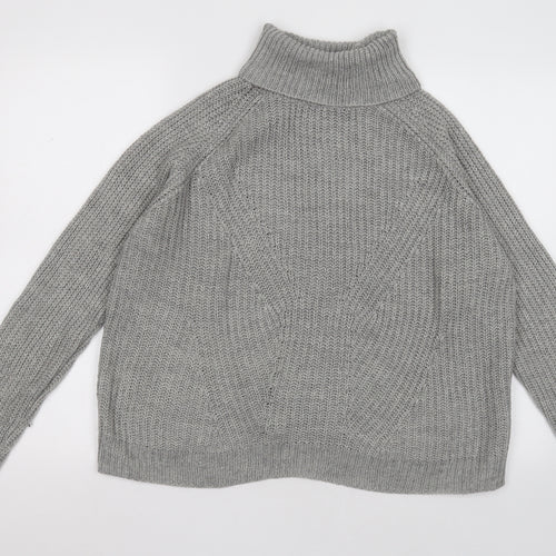 Only Womens Grey Roll Neck  Acrylic Pullover Jumper Size XL