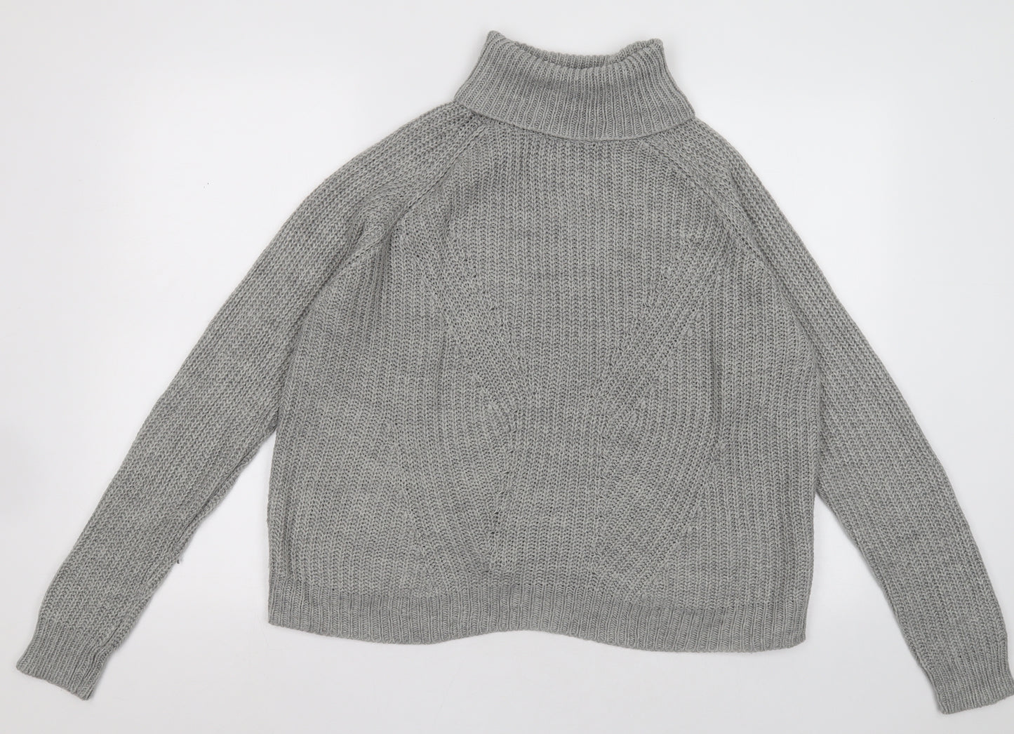 Only Womens Grey Roll Neck  Acrylic Pullover Jumper Size XL