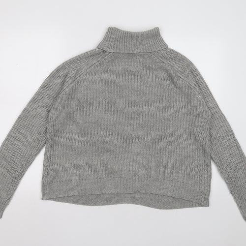 Only Womens Grey Roll Neck  Acrylic Pullover Jumper Size XL