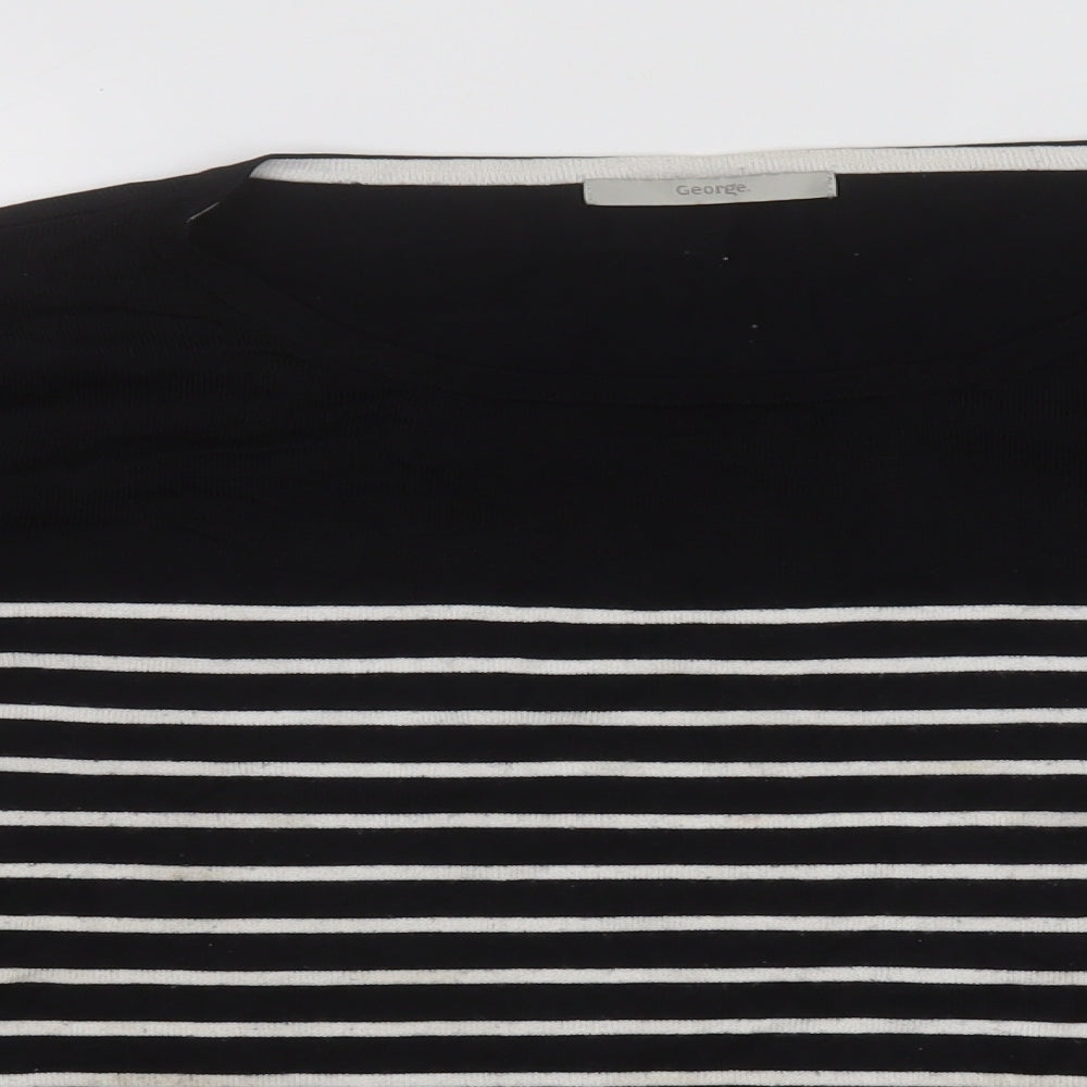 George Womens Black Crew Neck Striped Viscose Pullover Jumper Size 24