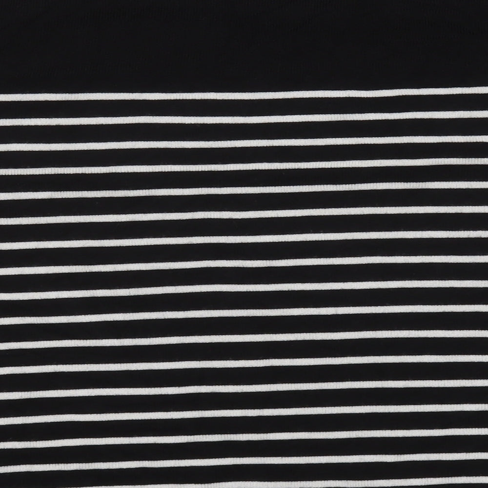 George Womens Black Crew Neck Striped Viscose Pullover Jumper Size 24