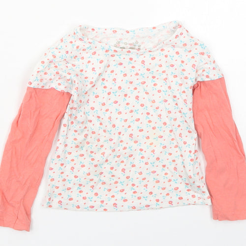 Girl2Girl Girls Pink Floral Cotton Basic T-Shirt Size 5-6 Years Round Neck Pullover