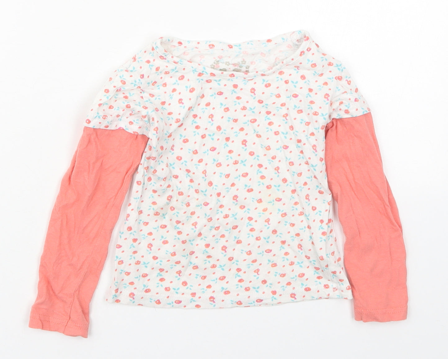 Girl2Girl Girls Pink Floral Cotton Basic T-Shirt Size 5-6 Years Round Neck Pullover