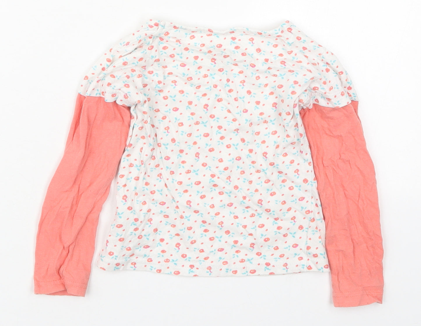 Girl2Girl Girls Pink Floral Cotton Basic T-Shirt Size 5-6 Years Round Neck Pullover