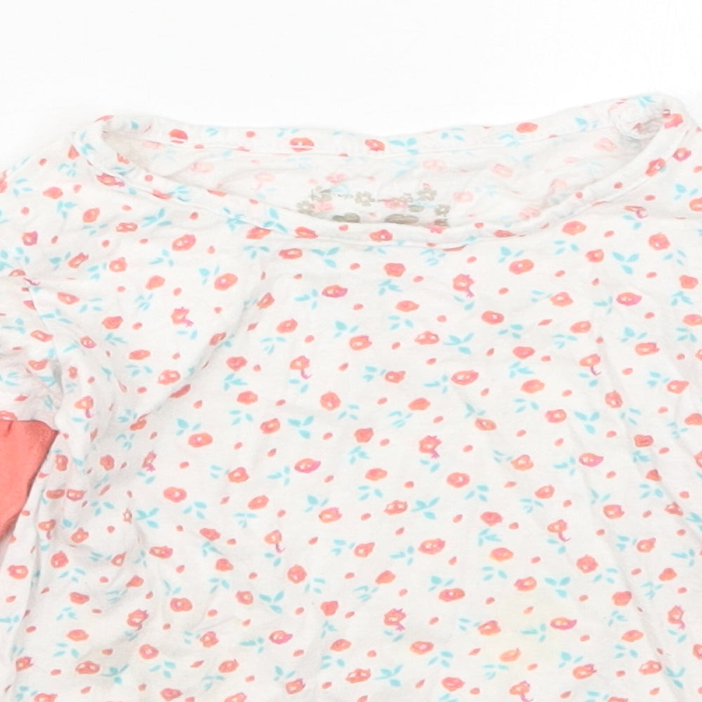 Girl2Girl Girls Pink Floral Cotton Basic T-Shirt Size 5-6 Years Round Neck Pullover