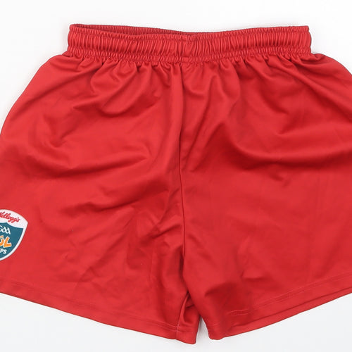Preworn Boys Red  Polyester Sweat Shorts Size 4 Years  Regular Drawstring - Kellogs