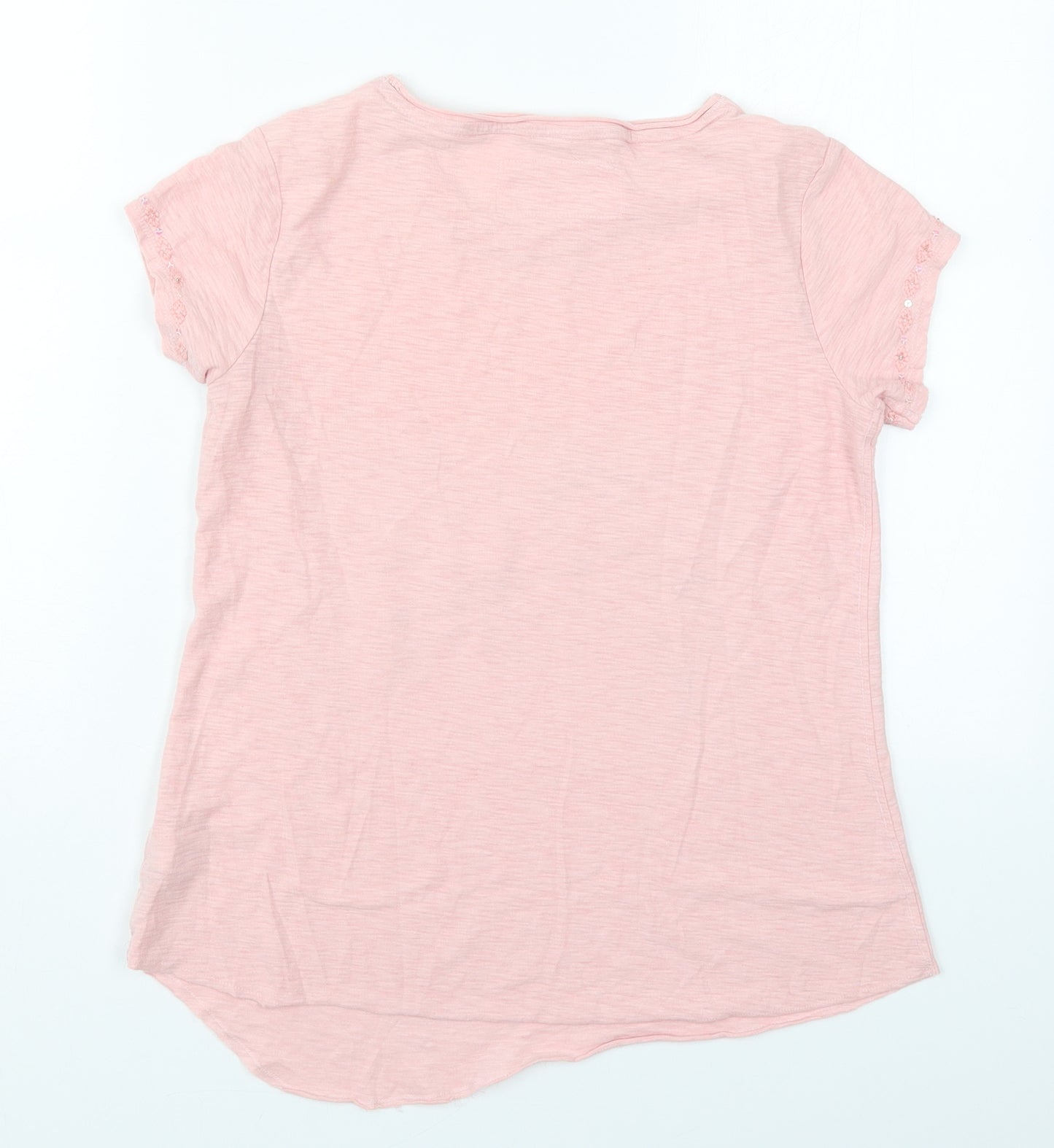 NEXT Girls Pink  Cotton Basic T-Shirt Size 13 Years Round Neck Pullover - Girls and Horses