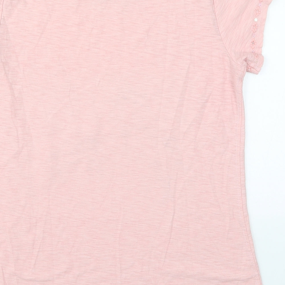 NEXT Girls Pink  Cotton Basic T-Shirt Size 13 Years Round Neck Pullover - Girls and Horses