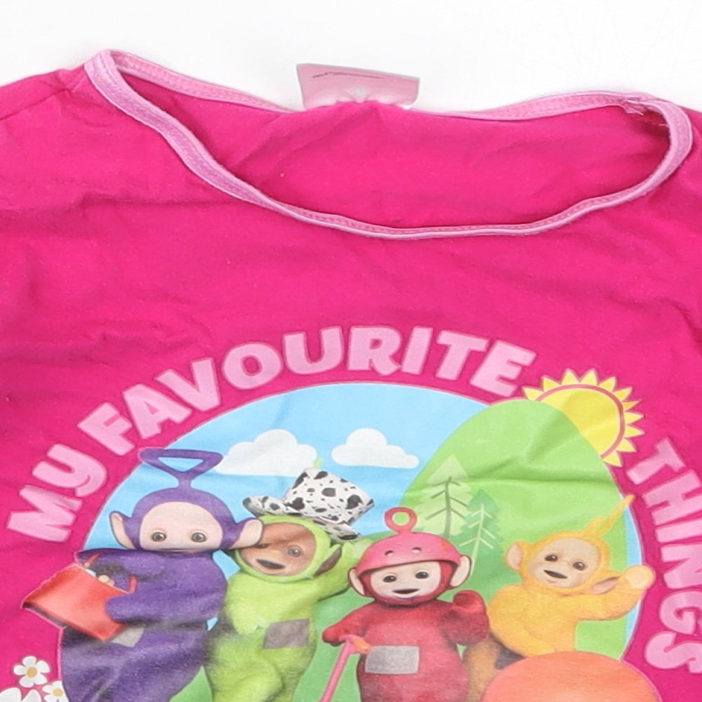 Preworn Girls Pink Solid Cotton Top Pyjama Top Size 2-3 Years  Pullover - Teletubbies