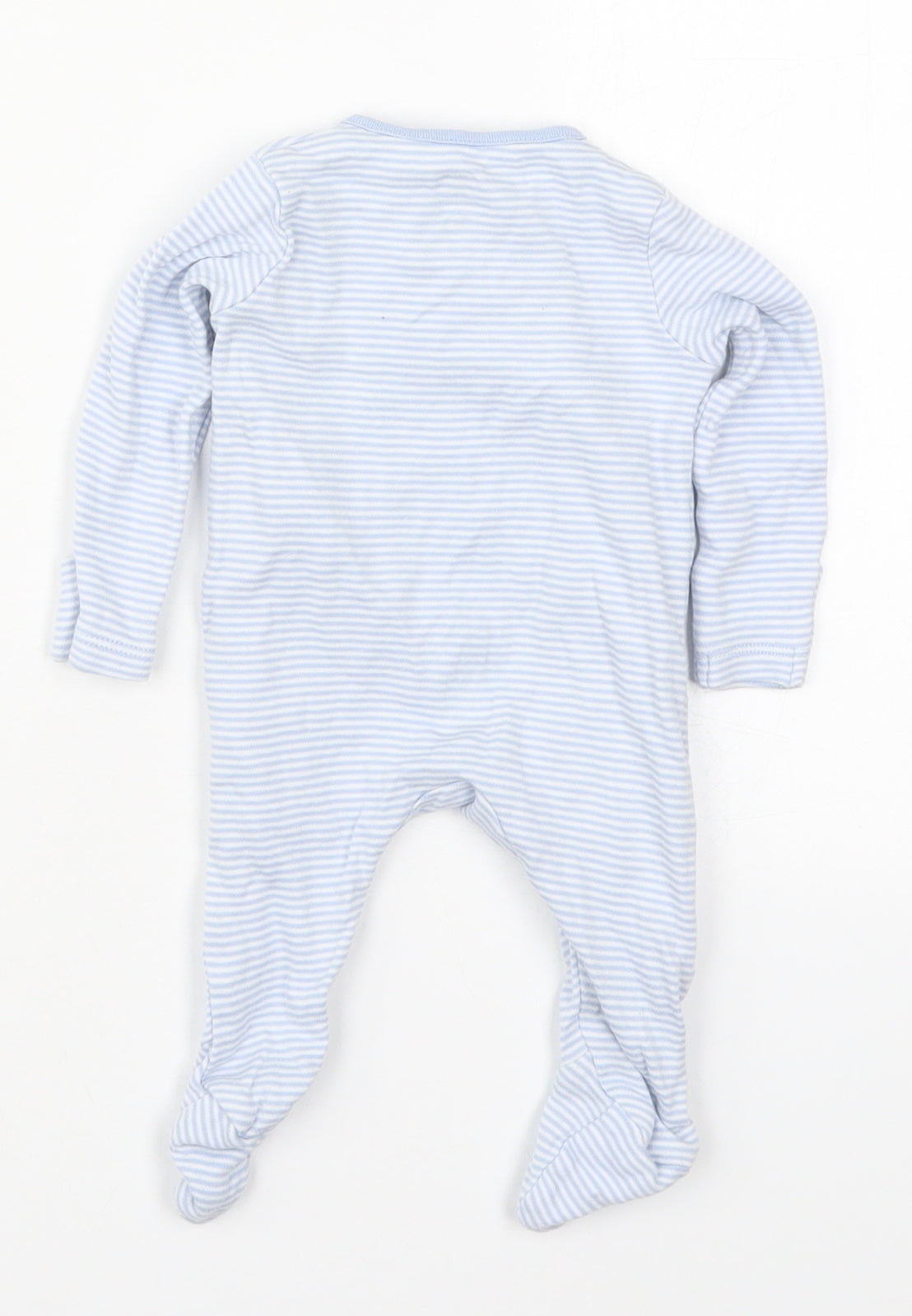 F&F Boys Blue Striped Cotton Cami One Piece Size 0-3 Months  Button - Born in 2022