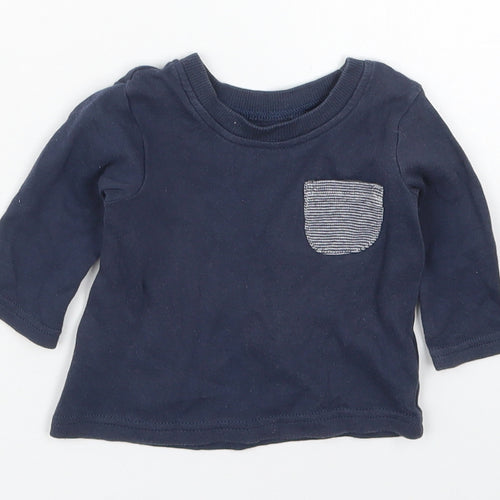 George Boys Blue  Cotton Basic T-Shirt Size 0-3 Months Crew Neck Pullover