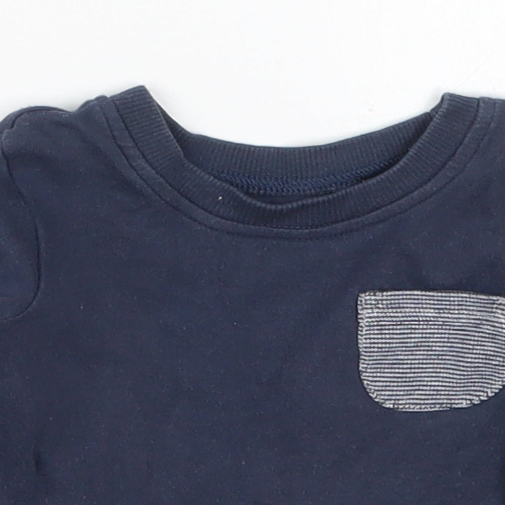 George Boys Blue  Cotton Basic T-Shirt Size 0-3 Months Crew Neck Pullover
